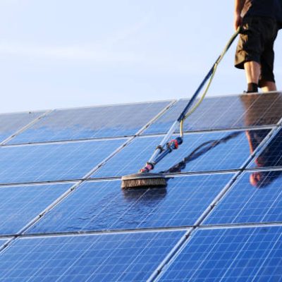 Photovoltaic modules that are cleaned of dust and pollen.